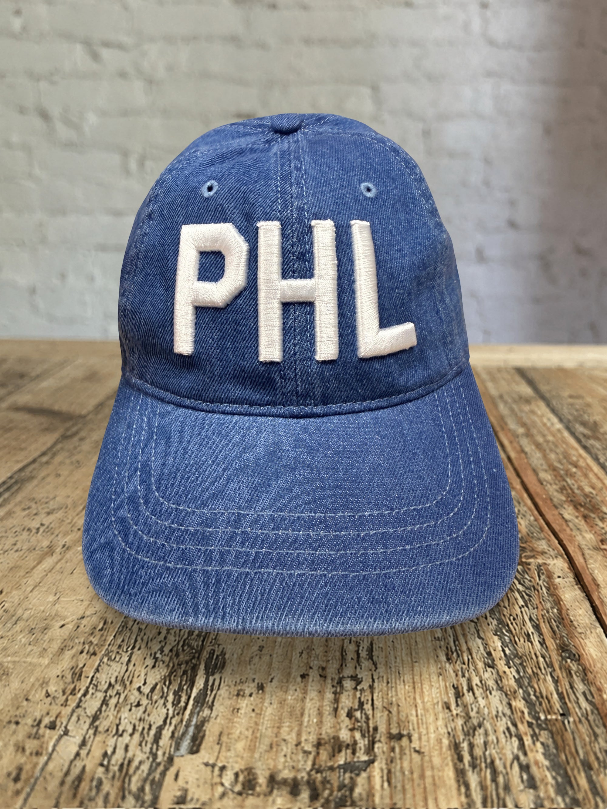 PHL Dad Hat - Denim w White