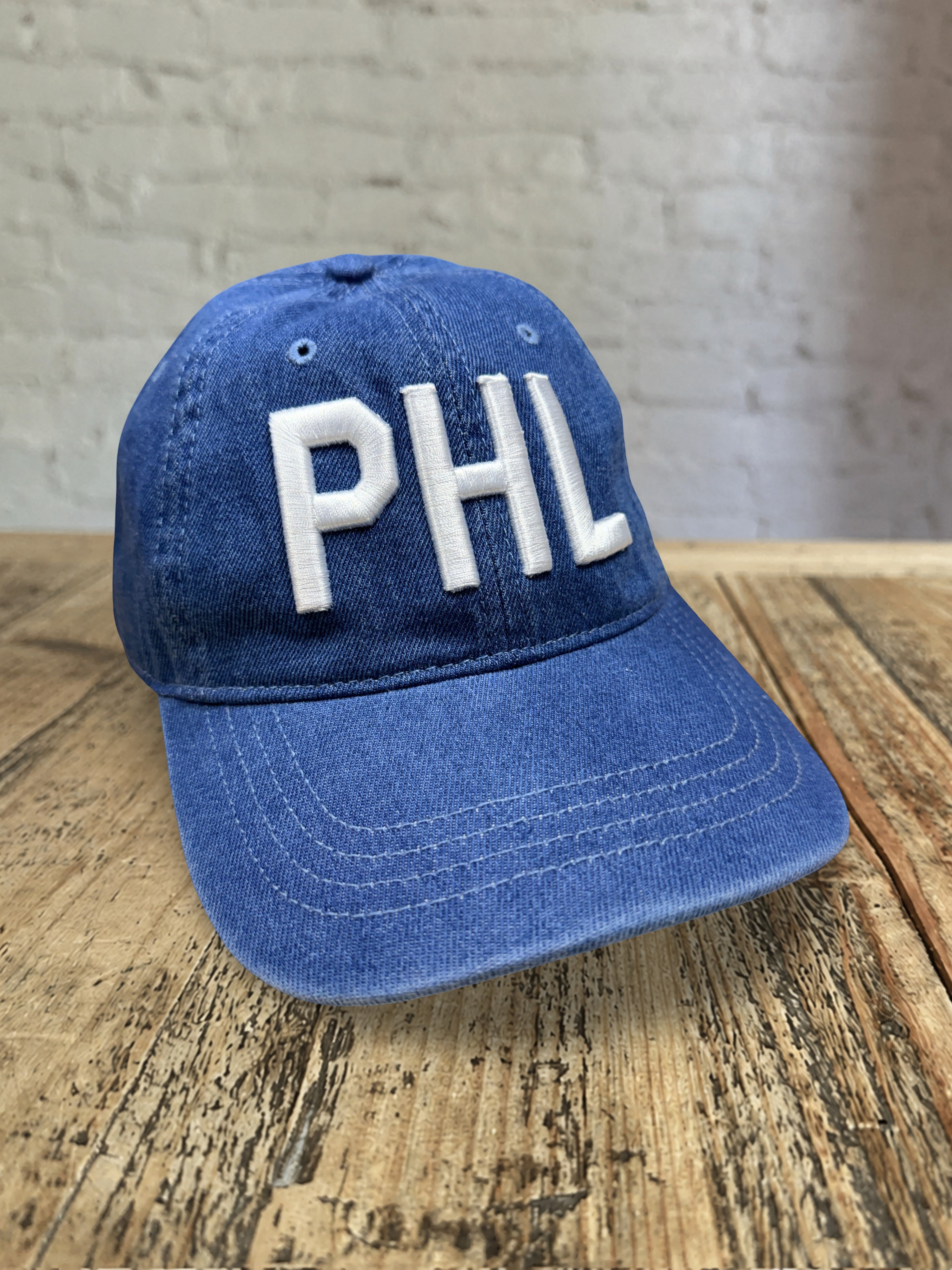 PHL Dad Hat - Denim w White