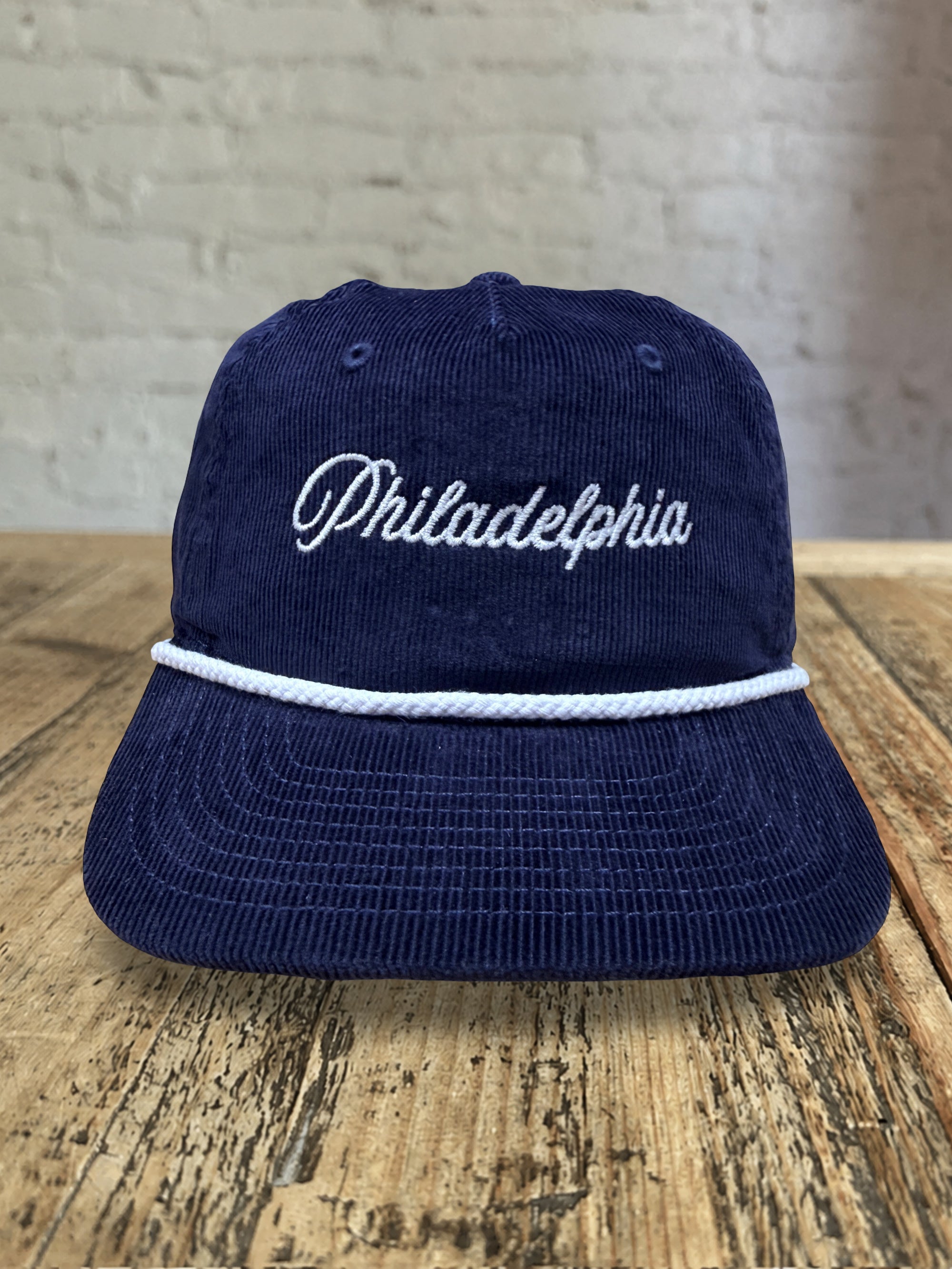 Philadelphia Script Snapback - Navy Corduroy