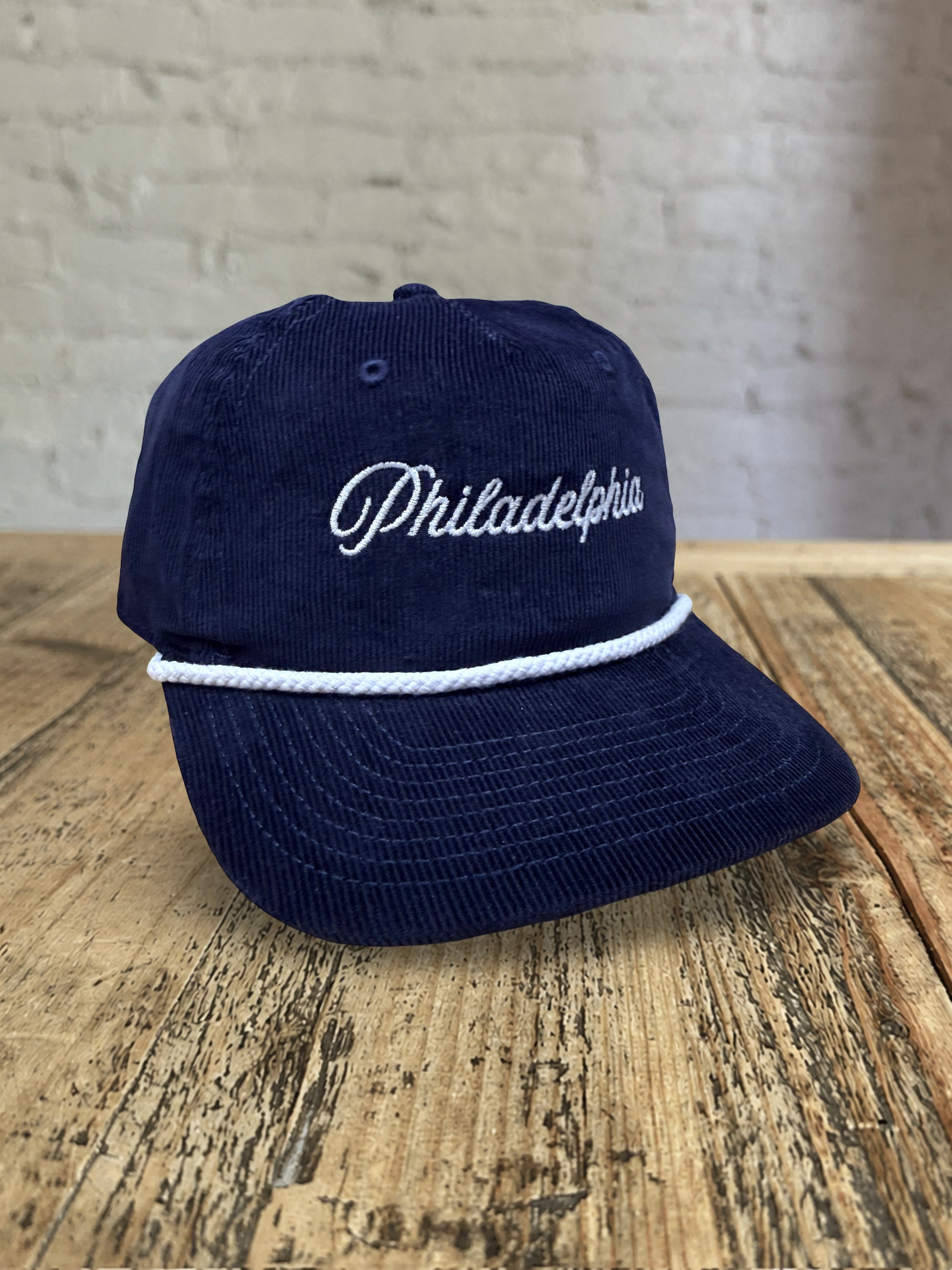 Philadelphia Script Snapback - Navy Corduroy