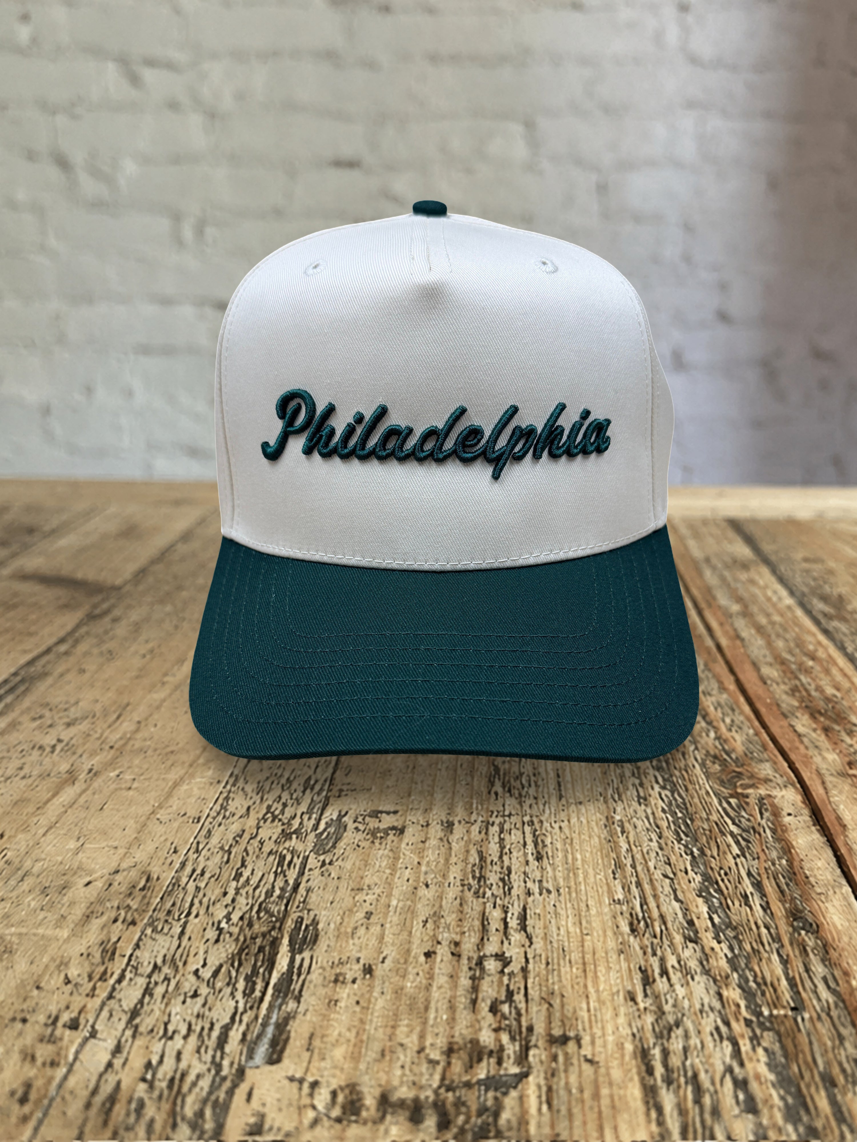 Philadelphia Snapback Hat - Natural w Green