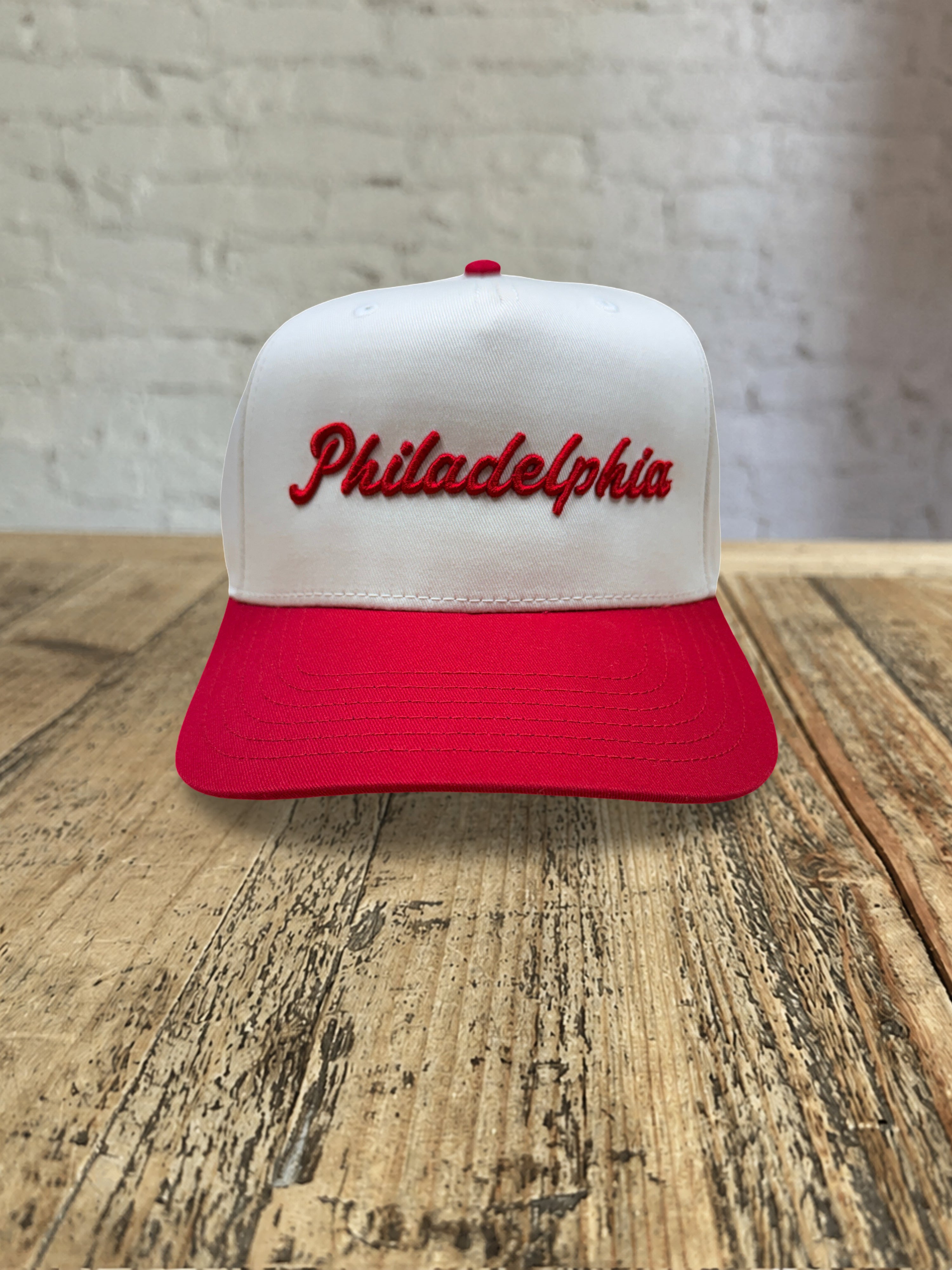 Philadelphia Snapback Hat - Natural w Red