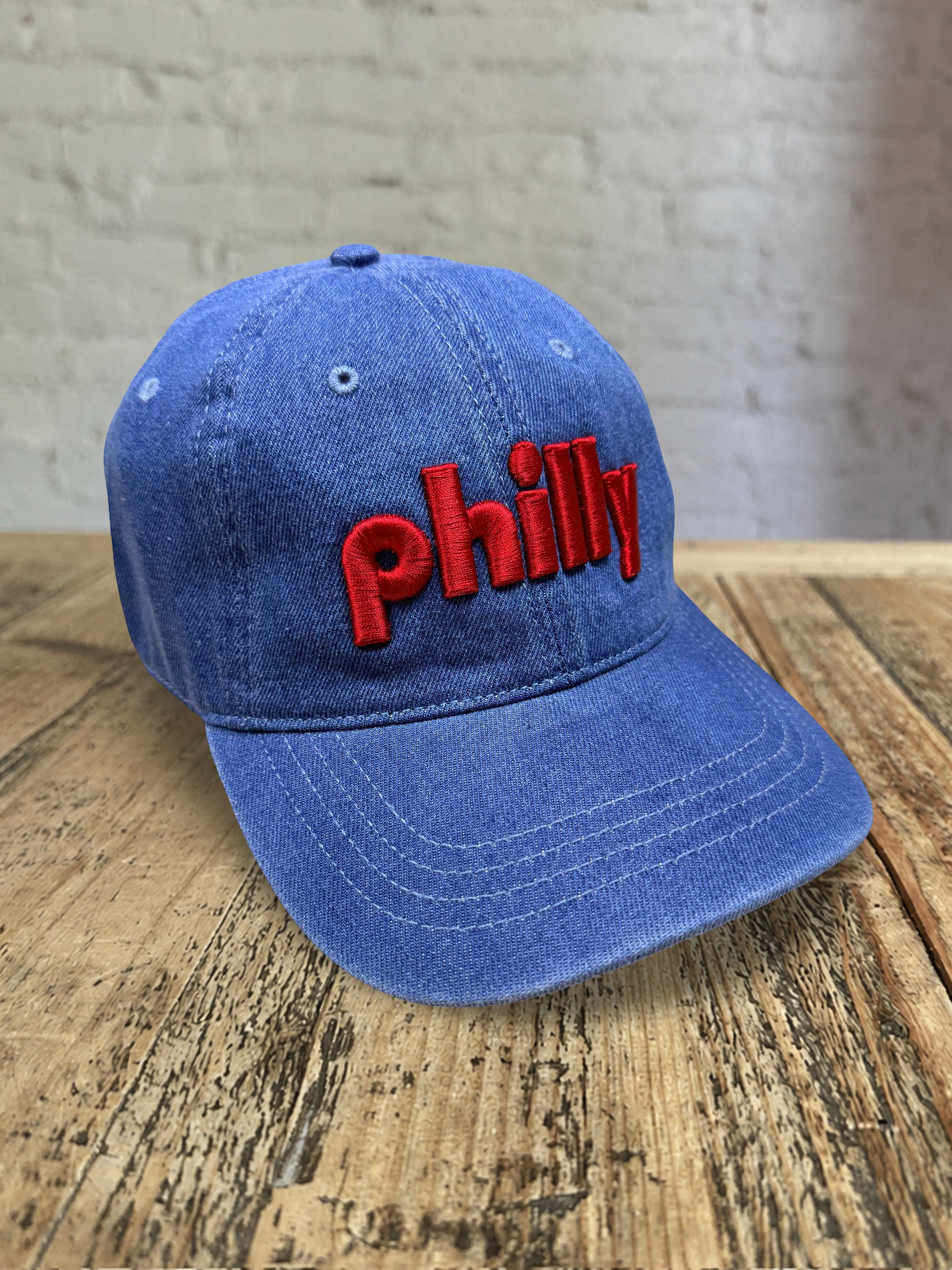 Philly Chalet Dad Hat - Denim w Red