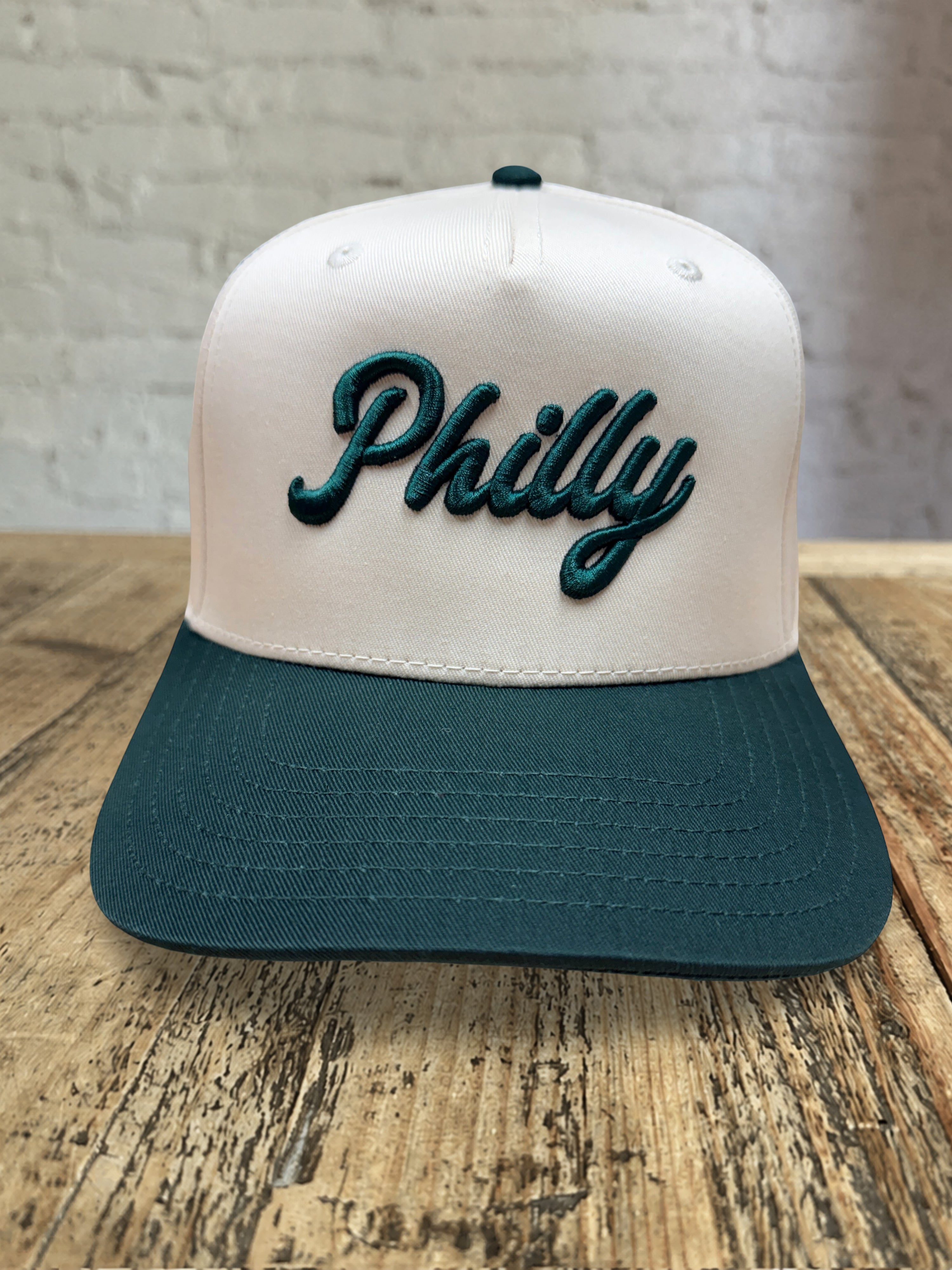 Philly No Underscore Snapback Hat - Natural w Green