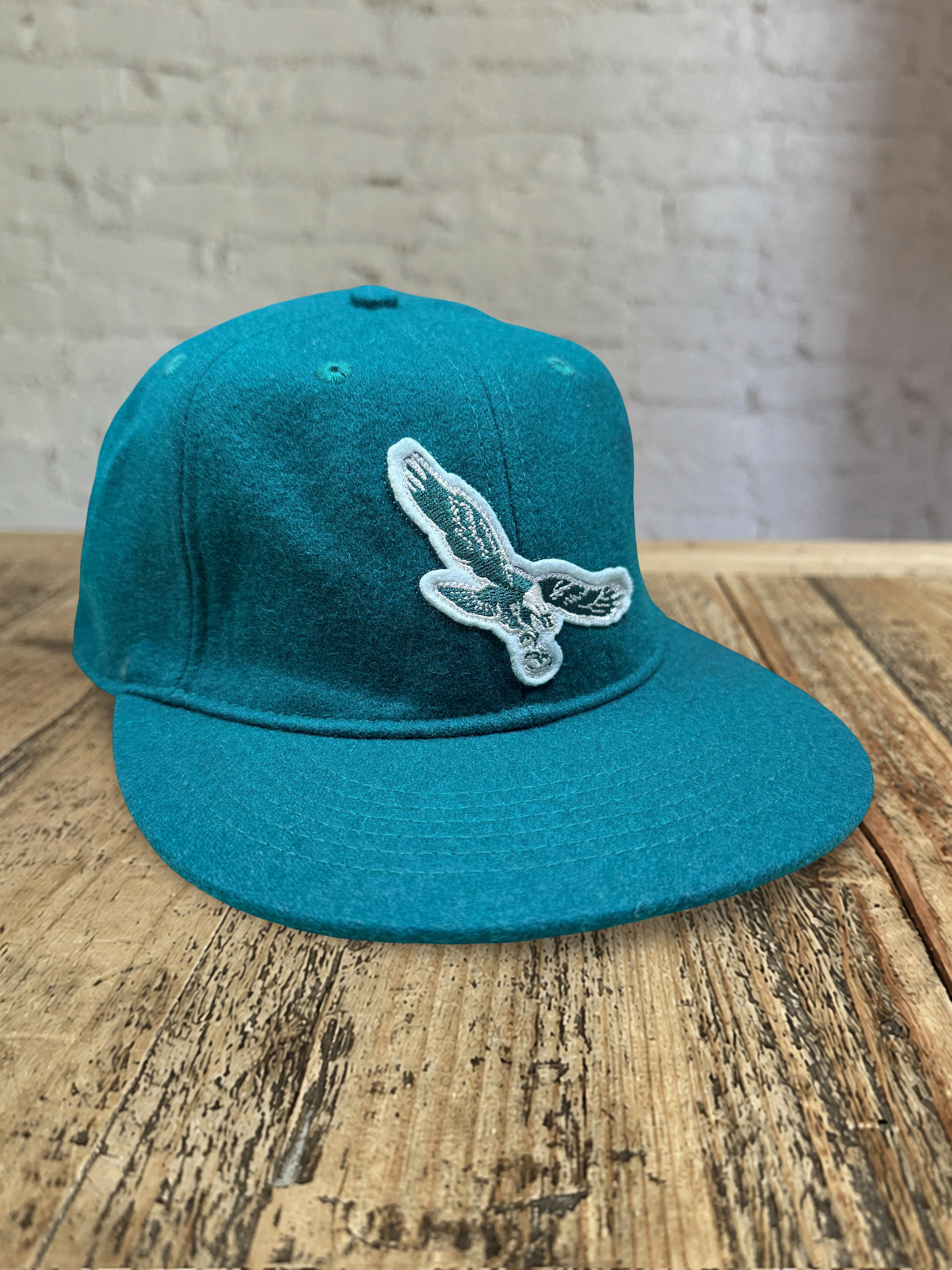 Vintage Bird Felt Flat Brim Hat - Green